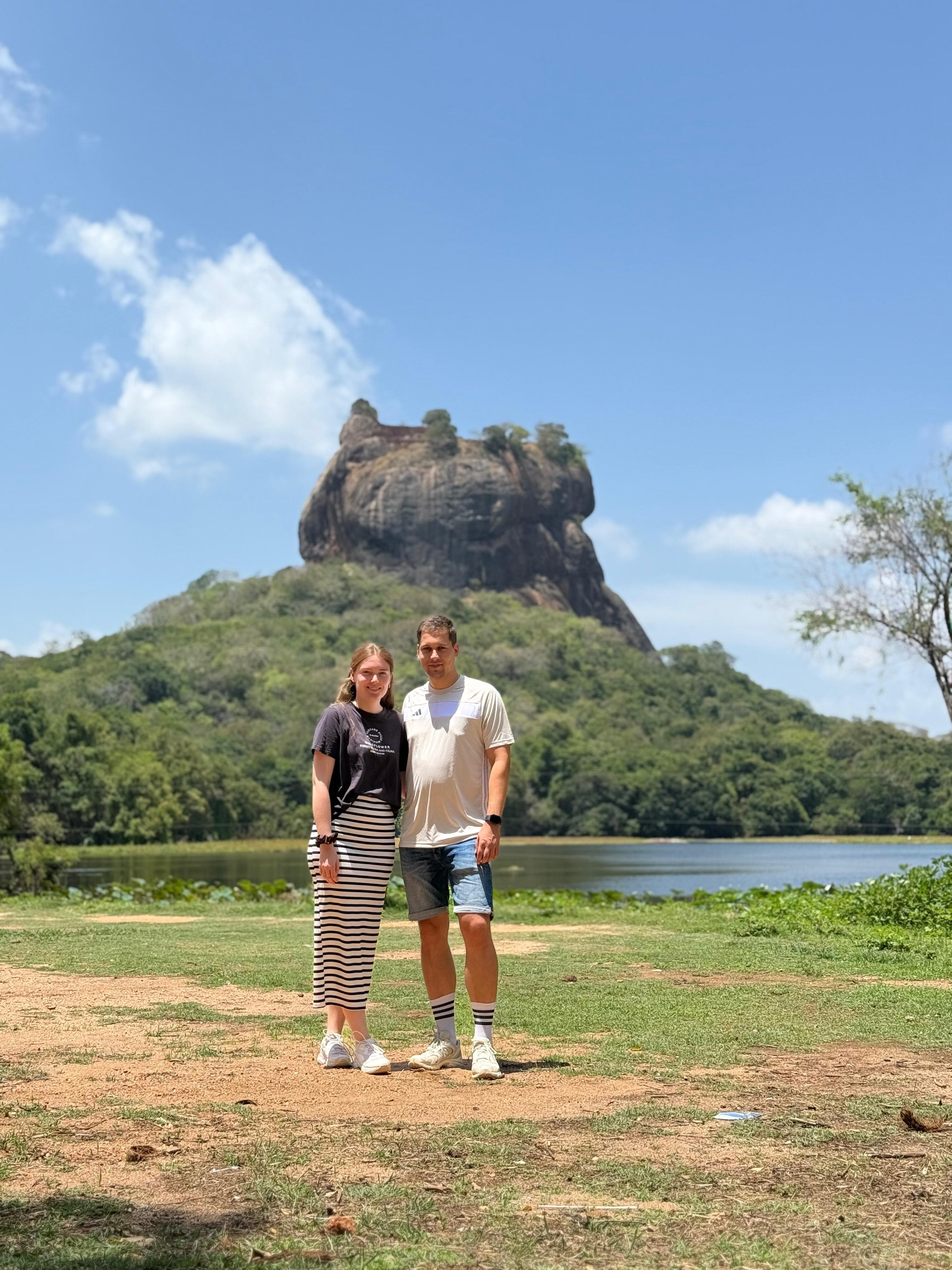 Couple by the lake at Sigiriya rock