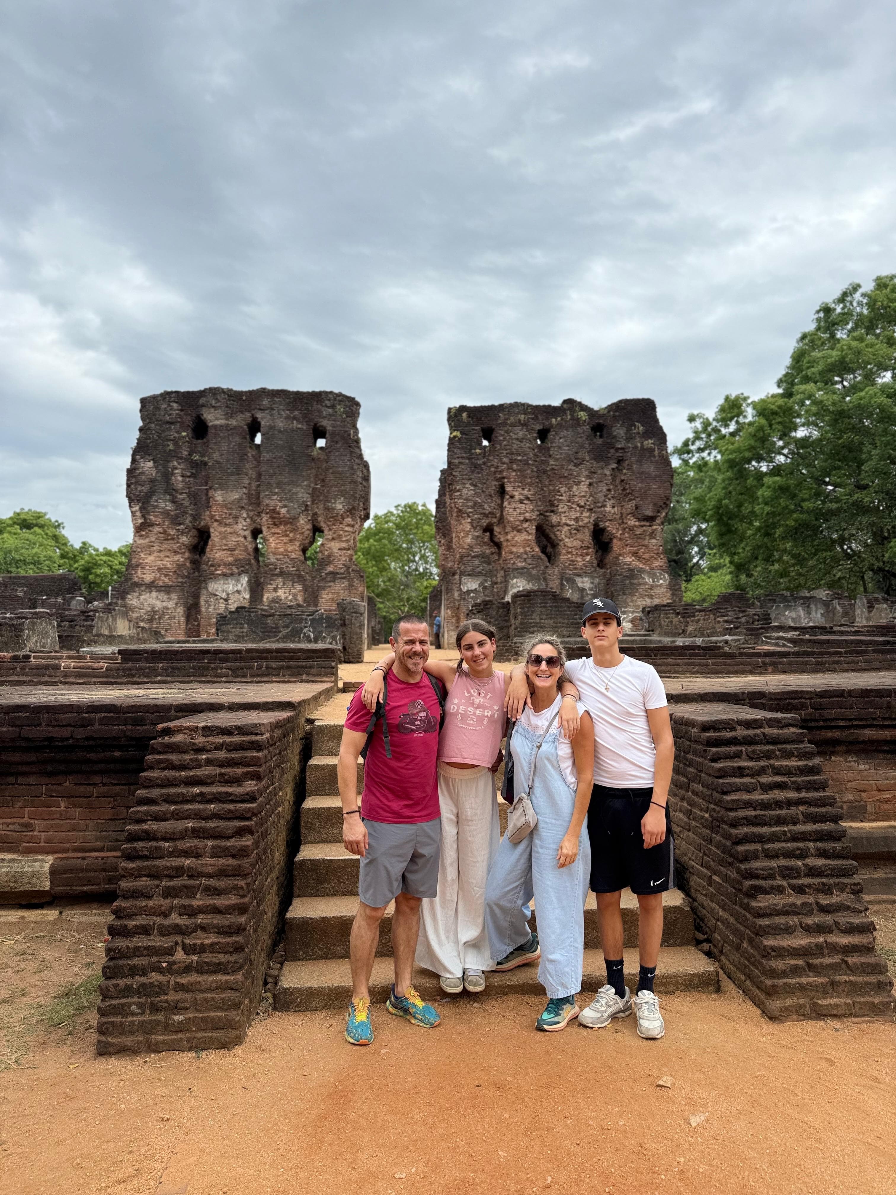 Family at the Polonnaruwa ruins palace