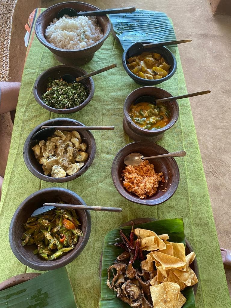 Sri Lankan curry and rice spread