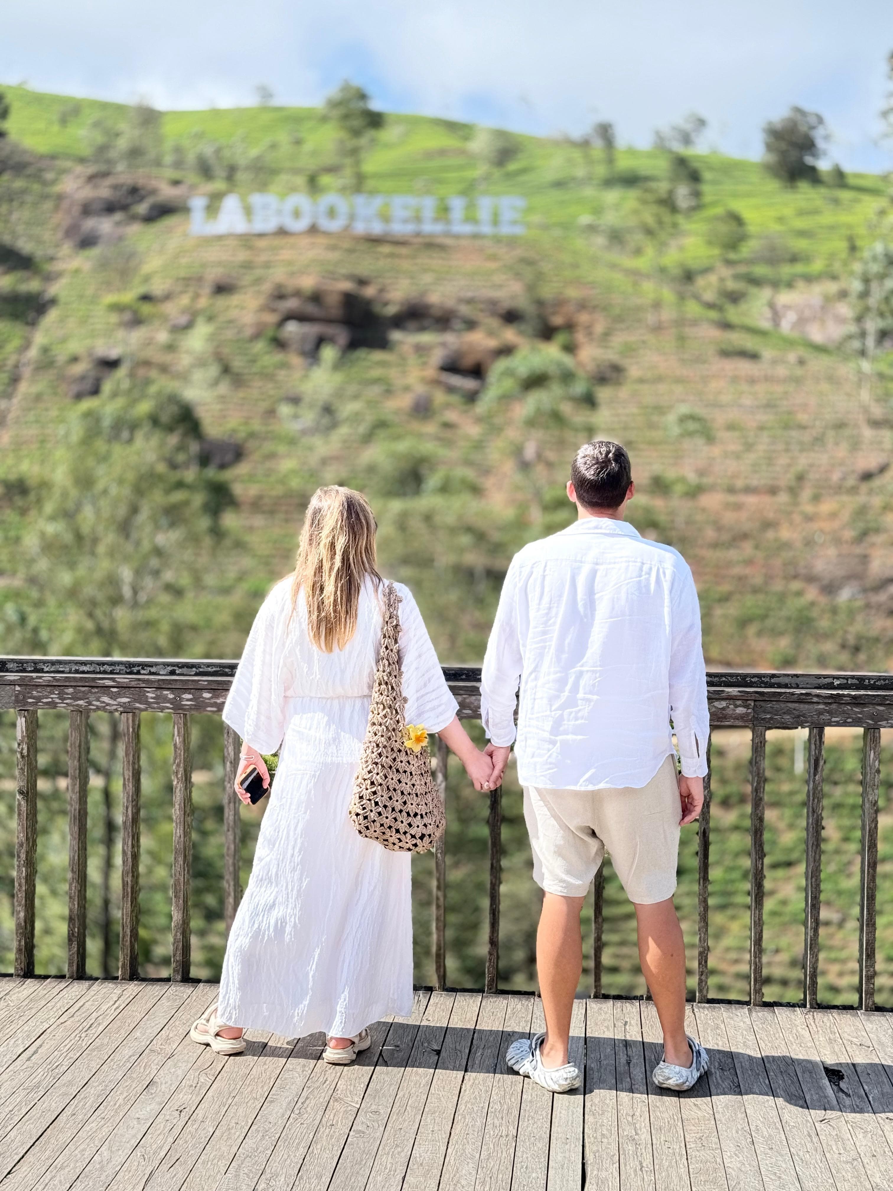 Couple overlooking the Labookellie tea plantation