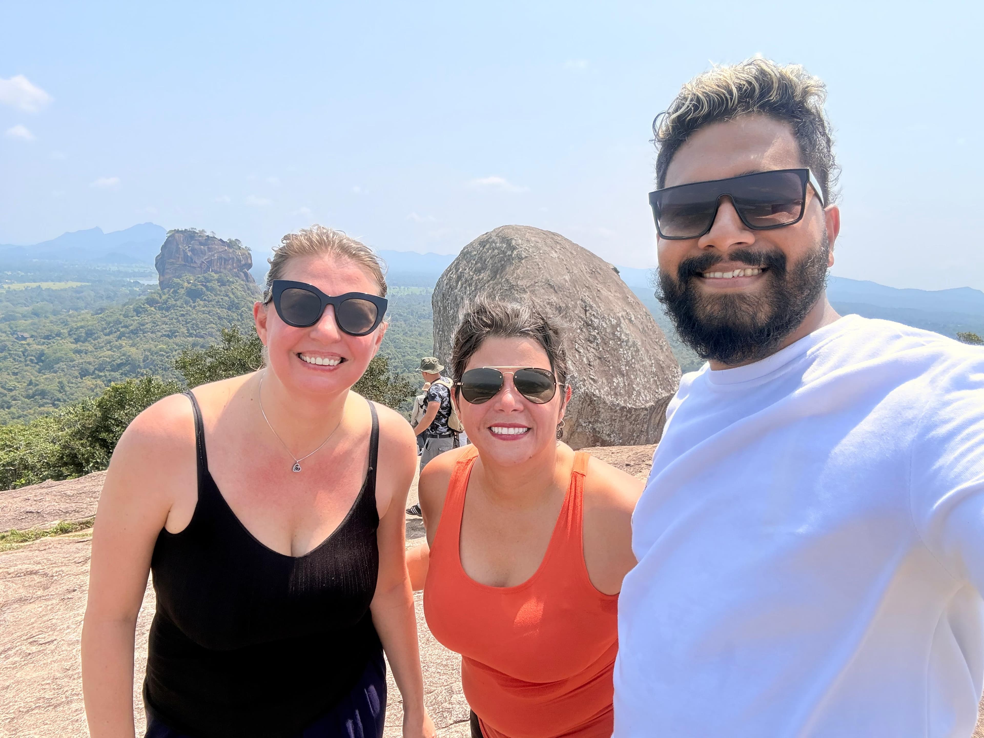 Friends taking a selfie at the Sigiriya rock viewpoint