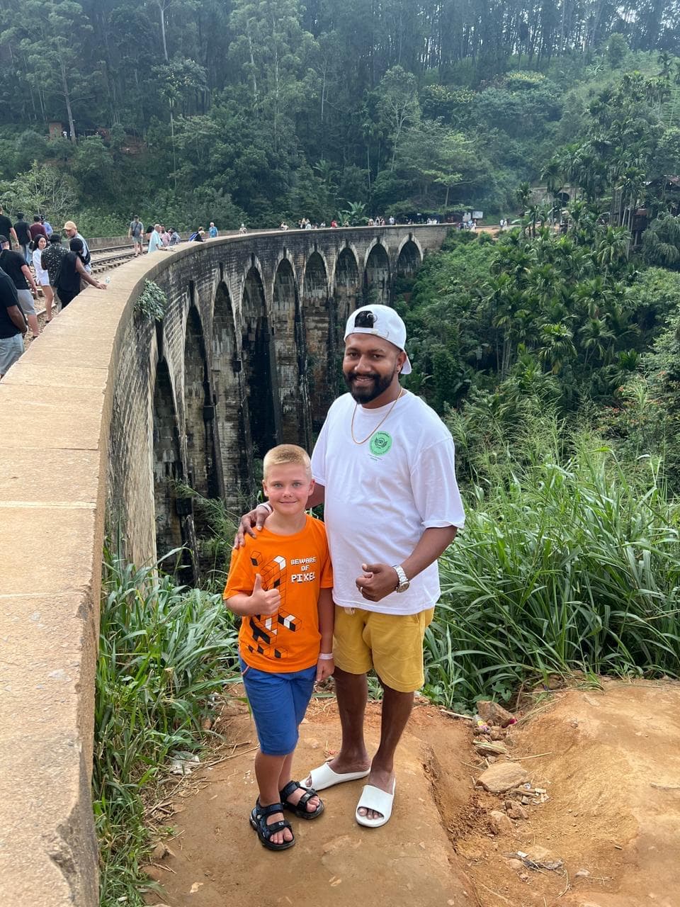 Guide and boy at the Nine Arches Bridge