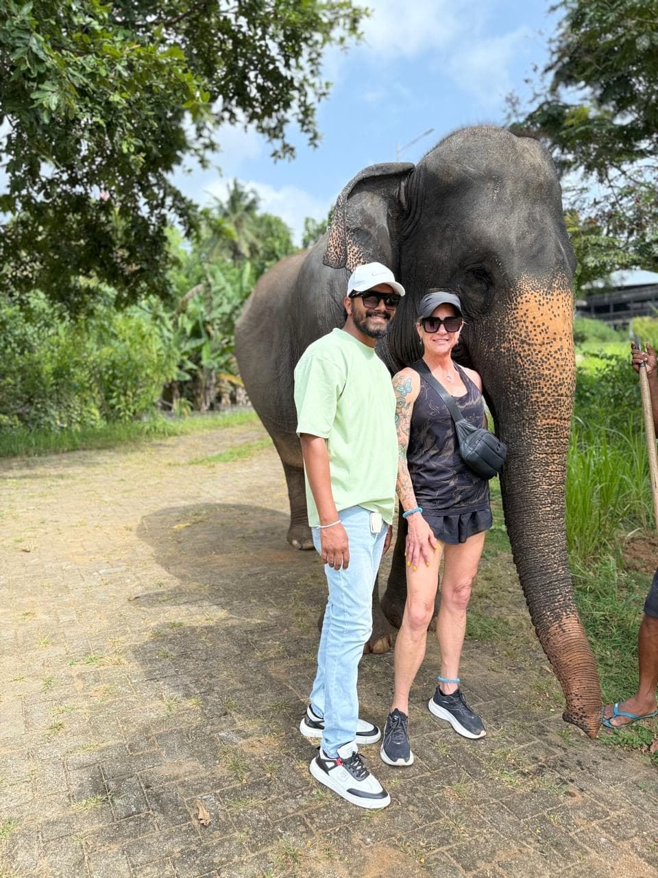 Couple portrait during an elephant encounter
