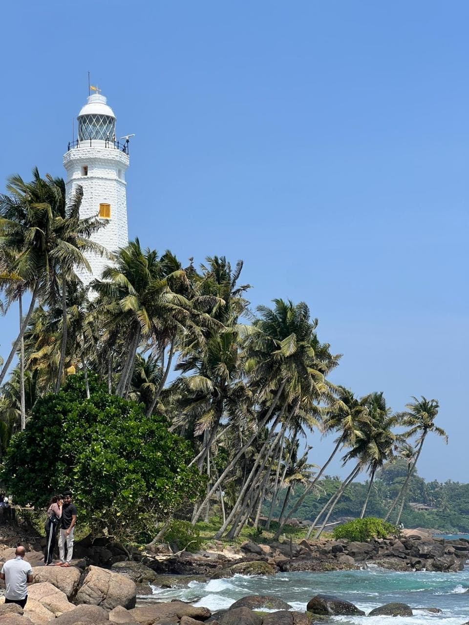 Galle lighthouse view over the coastal rocks