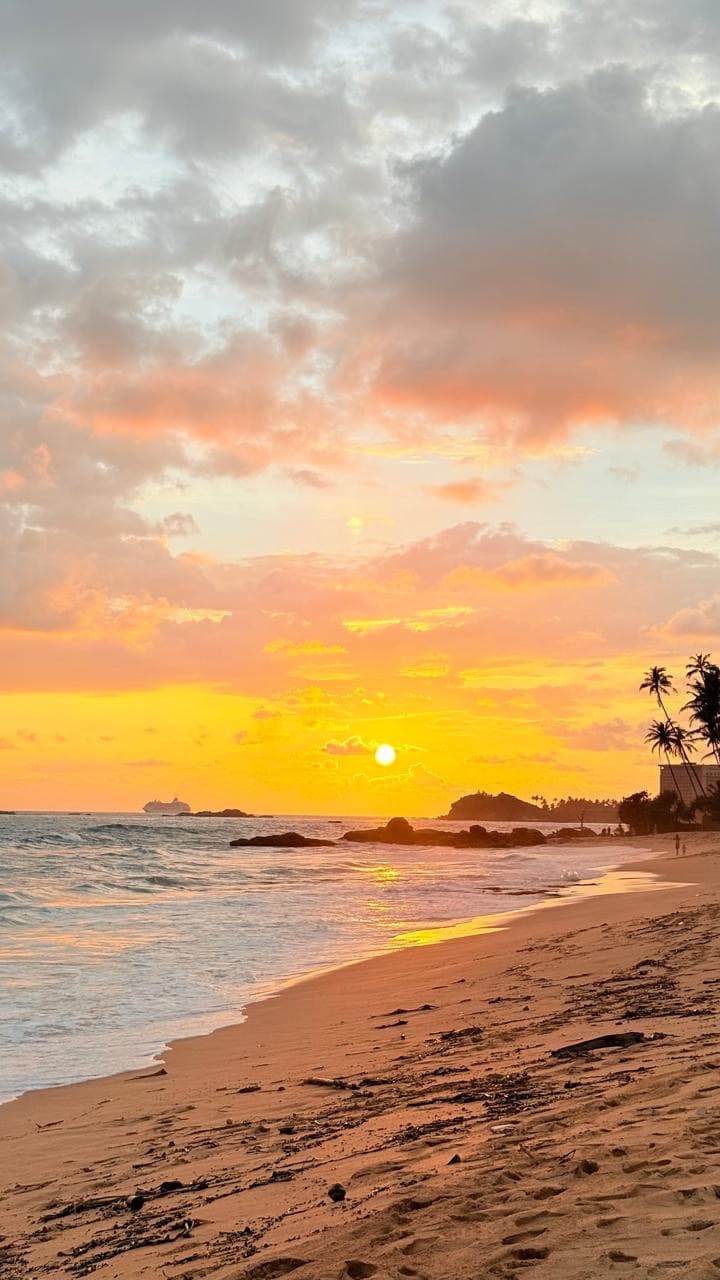 Golden sunset over the ocean off the south coast