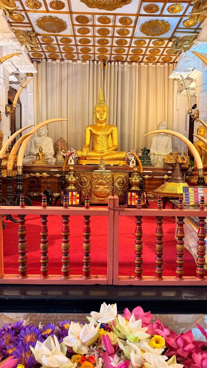 Golden Buddha shrine inside the Temple of the Sacred Tooth Relic