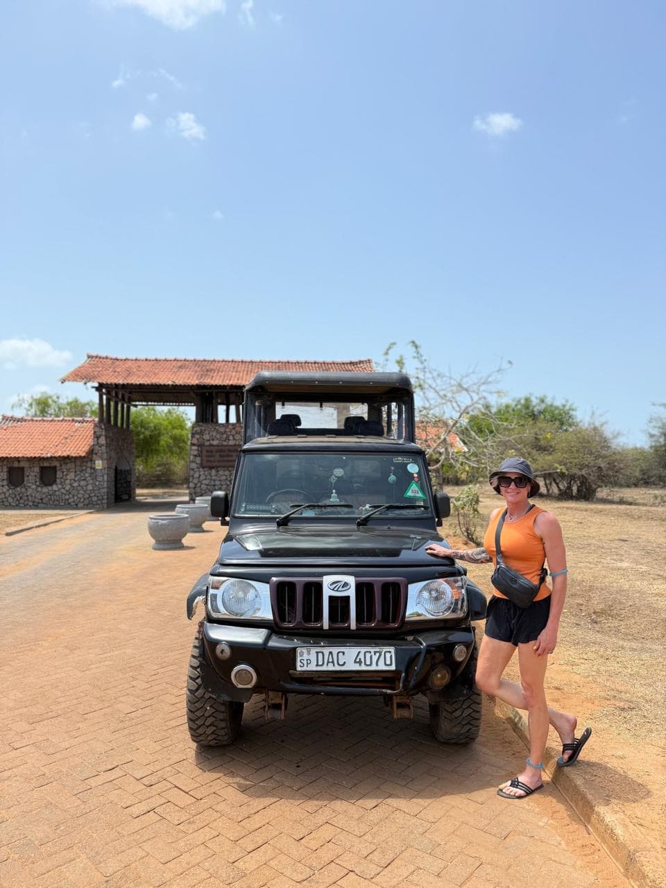 Woman portrait in the safari jeep