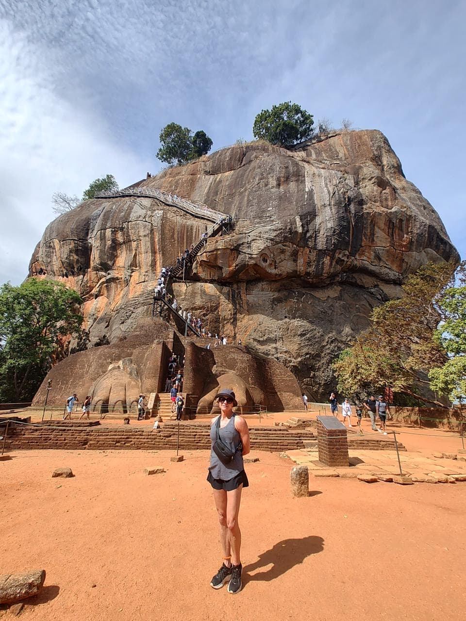 Traveller at the Lion's Gate staircase on Sigiriya