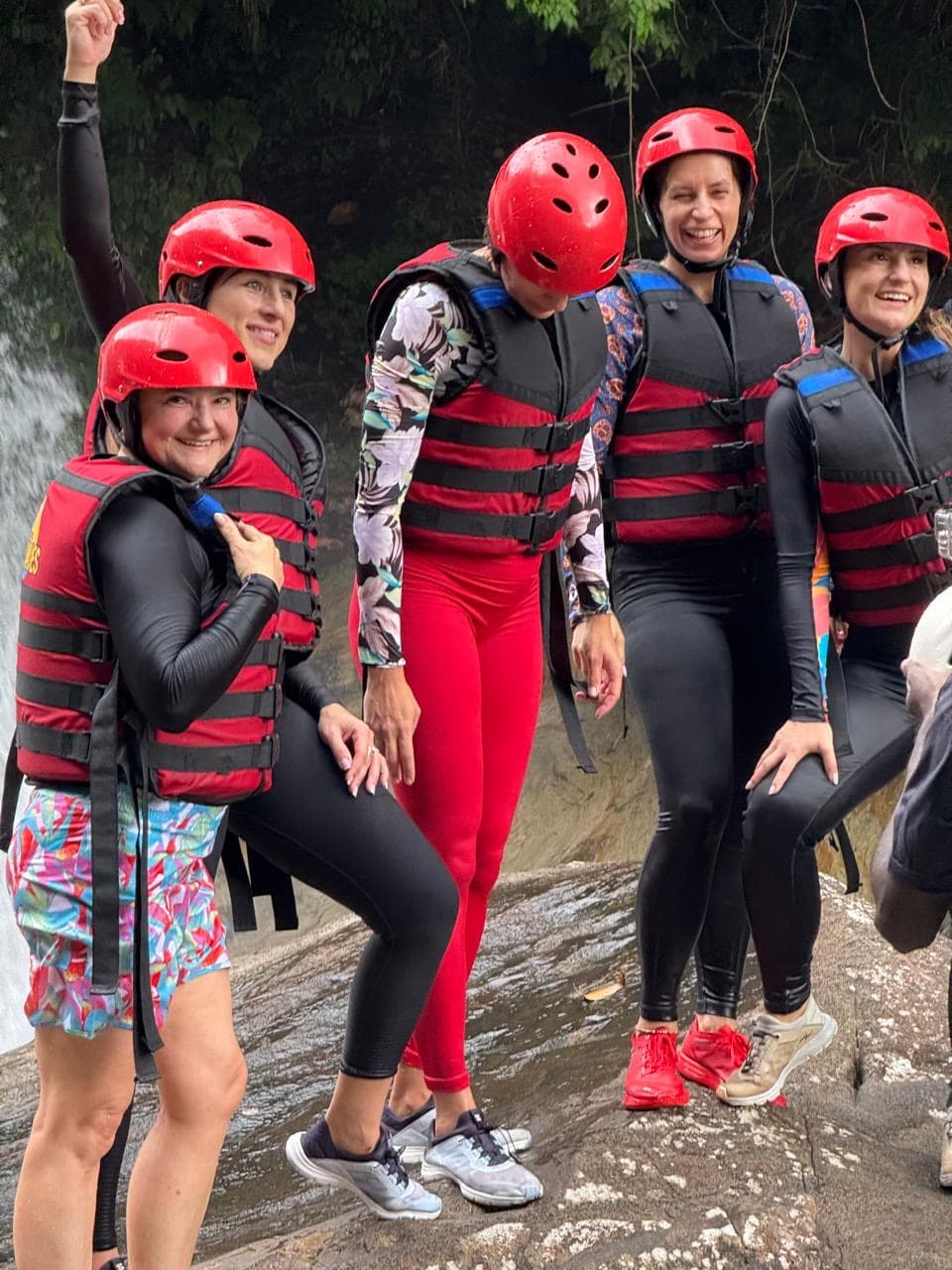 Group of women in canyoning gear portrait